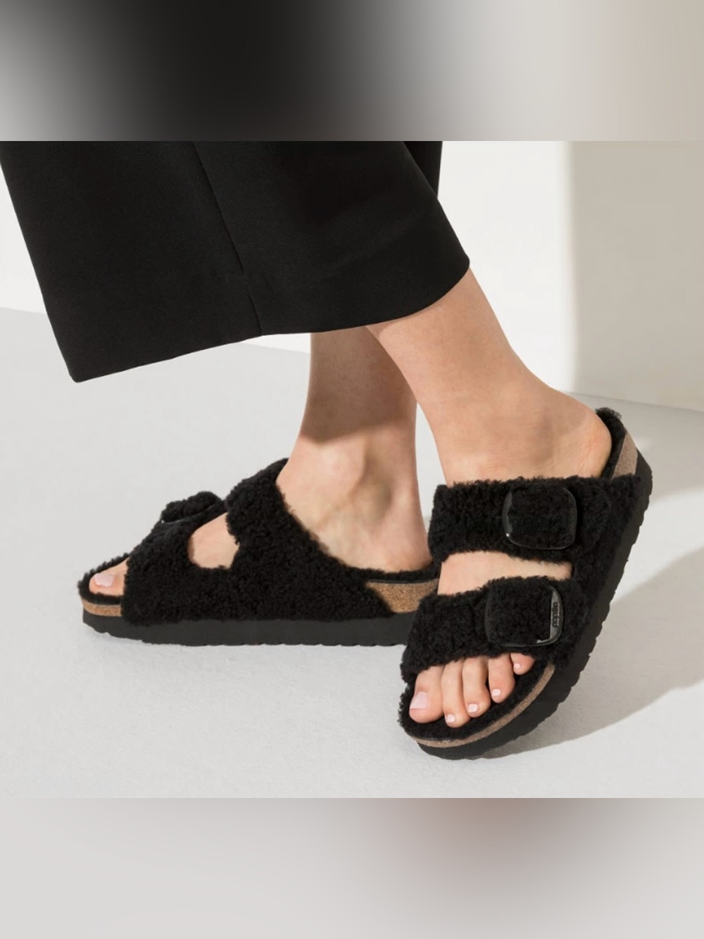 Birkenstock Papillio Arizona Big Buckle Shearling Teddy Cork Platform Sandals, 9